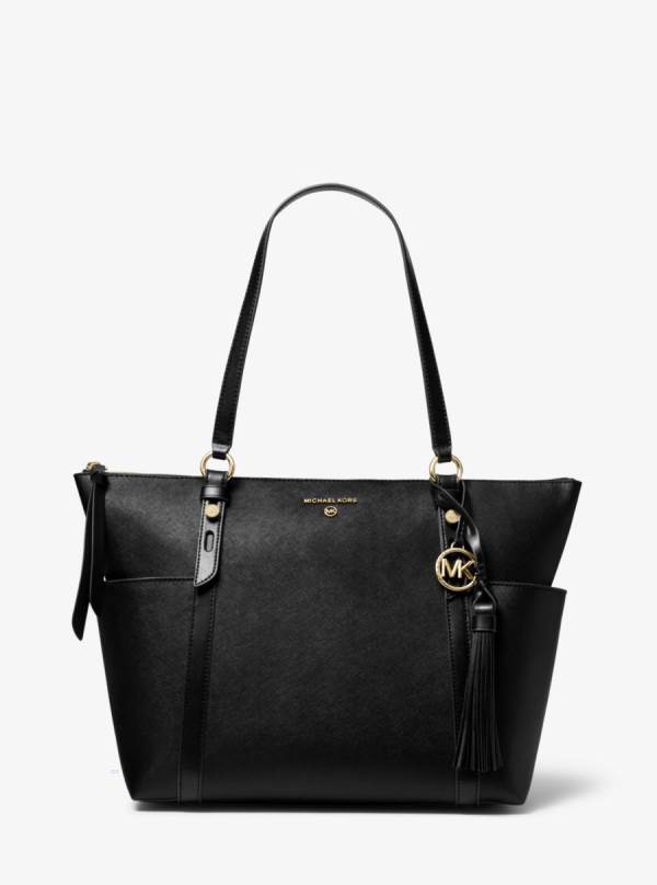 Damske Prenosná Taška Michael Kors Sullivan Large Saffiano Leather Top-Zip Čierne - Kabelky Michael Kors Slevy | WHXGC-5316